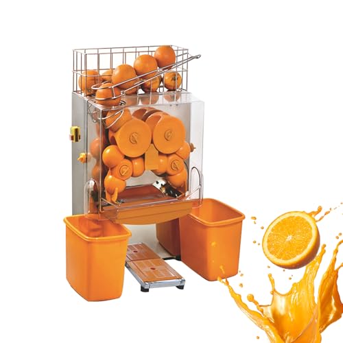 Orange Juicer Machine 110V Commercial Juice Extractor, Stainless Steel Lemon Juicer with Two Collection Buckets 20-22 Oranges/Minute