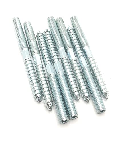 Image of Hanger Bolt M8x90 Silvery Double Headed Bolt Self-Tapping Screw with Hexagon for Furniture 8Pcs
