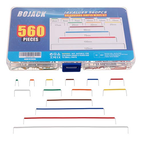 Image of BOJACK 14 Vaules 560 pcs 2-125mm Solderless Flexible Breadboard Connecting Line Cables Breadboard Jumper Wires kit (Pack of 2)