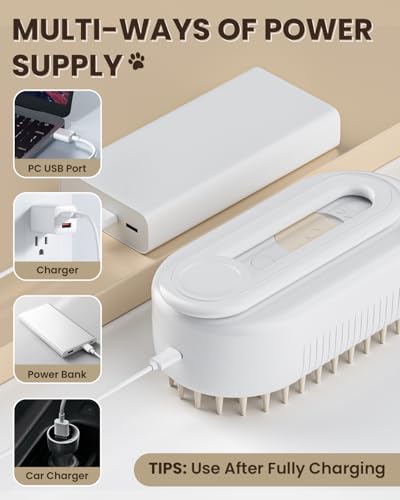 Image of Cat Steam Brush for Shedding, Pet Steam Brush for Cats and Dog, 4 in 1 Rechargeable Cat Hair Brush, Spray Anti-Static, Massage, Cleaning, Shedding & Combing All In One, for Long & Short Haired Pets!