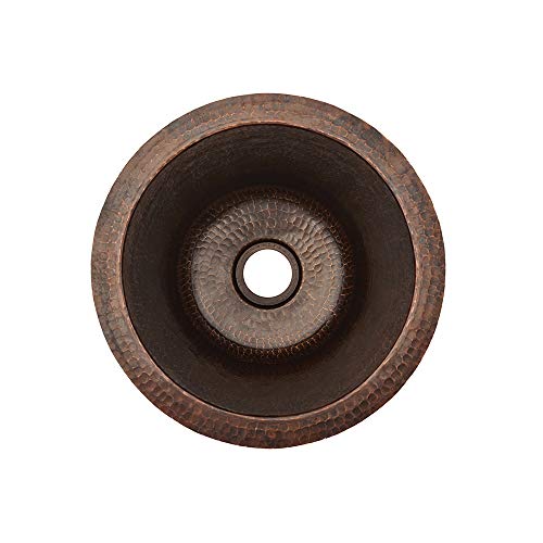 Premier Copper Products Br12Wdb 12-Inch Universal Round Hammered Copper Champagne Bar Sink, Oil Rubbed Bronze #TOP1