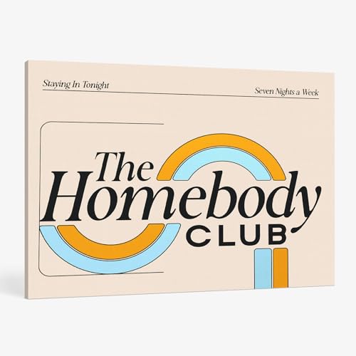 FISWAFY the Homebody Club Canvas Wall Art Prints, Trendy Funky Retro Introverts Quote...