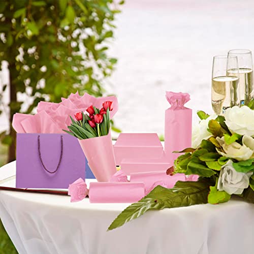 Image of 100 Sheets Pink Tissue Paper Artdly 14 x 20 Inches Pink Wrapping Paper Bulk for Weddings Birthday DIY Project Christmas (Pack of 3)