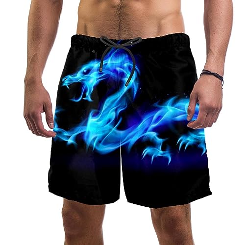 Short de bain homme séchage rapide VERED motif Dragon Bleu
