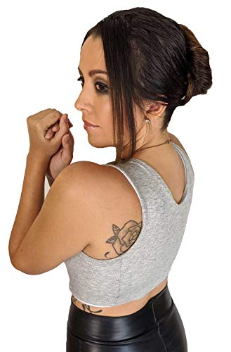 Post Surgical Comfort Compression Sports Bra: Soft Grey Butterfly (Medium) - Image 4