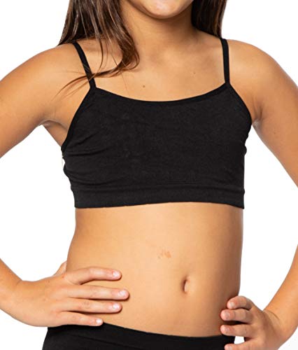 Girls Training Bra Camisole - Adjustable Strap Crop Cami Training Bras for Young Girls Ages 8-14 (4 Pack)