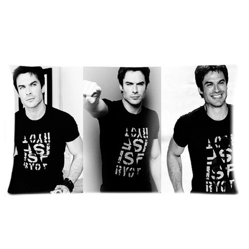 Custom Cotton & Polyester Soft Rectangle Zippered Pillow Case Cover 20X36 (Two Sides) - Movie Star - Ian Somerhalder Poster Picture Collage Personalized For Fans Design