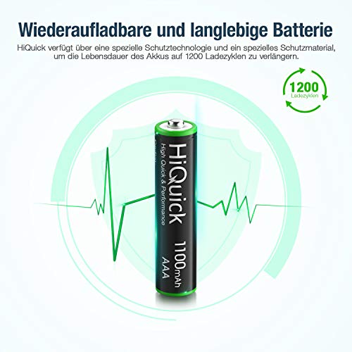 HiQuick Micro AAA Akku, NI-MH 1100mAh wiederaufladbar Batterien, geringe Selbstentladung 1,2V Akku, 16 x Micro AAA mit… – Bild 4