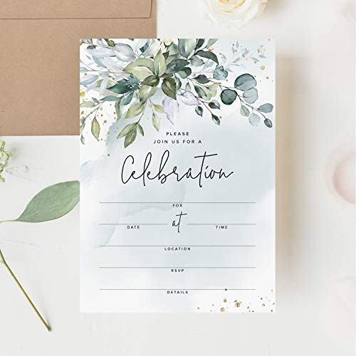 Bliss Collections All Occasion Invitations with Envelopes, Watercolor, Cards for Your Wedding, Reception, Bridal Shower, Engagement, Birthday Party and Special Event, 5"x7" (25 Invitations and Envelopes)