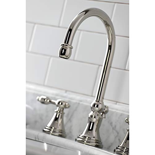 Kingston Brass KS2986TAL Tudor Two-Handle 3-Hole Deck Mount Widespread Bathroom Faucet with Brass Pop-Up in Polished Nickel by Kingston Brass - Image 4