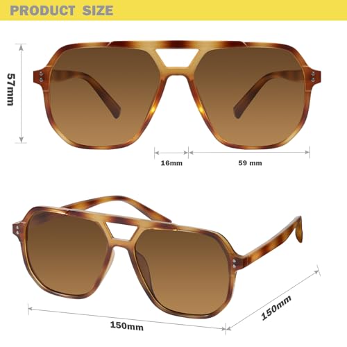 Image of mosanana Oversized Aviator Sunglasses for Women with Polarized Lens MS52243 | Geometric Big Frame, Designed for Daily Outfits, Travel and Fashion Looks