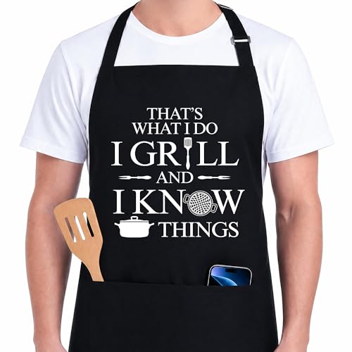 Funny Grilling Apron for Men - Waterproof BBQ Chef Cooking Apron with Adjustable Straps for Backyard Cooks & Tailgaters