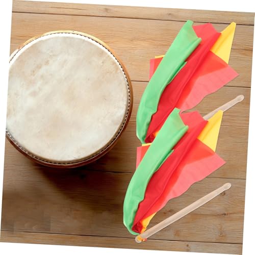 Baquetas rítmicas BESTonZON para danza con pañuelos coloridos, de madera maciza, para adultos, niños y niñas, rojas, amarillas y verdes, para gimnasia y danza miniatura 6