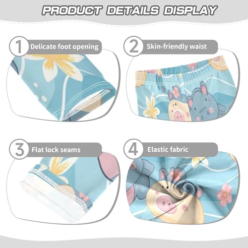 Bolaz Toddler Girls Leggings Printed Yoga Pants Leggings Blue Yellow Hippo for Kids3