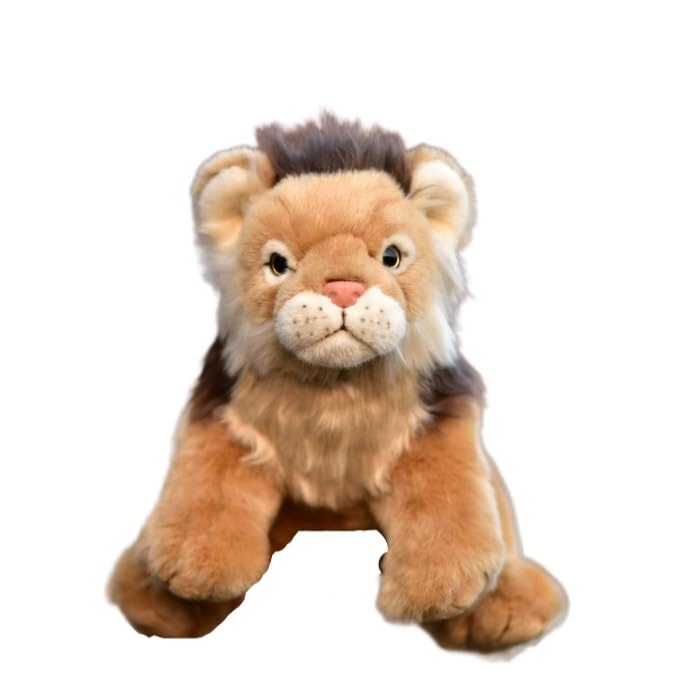 Lion en peluche réaliste aux finitions soignées de safari
