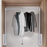 RTMX&kk Garderobenlift - schwenkbare Kleiderstange, Aluminium, Last 30kg / 66 lbs, einstellbare Breite, Kleiderschranklift zur Montage an der Innenseite des Kleiderschranks,450~600mm