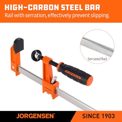 Image of Jorgensen 24 inch Heavy-Duty Steel Bar Clamp Set, 1000 lbs Load Limit, 2-Pack