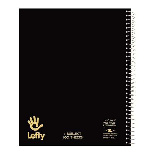 Roaring Spring Lefty Spiral Notebook, Wide Ruled One Subject...