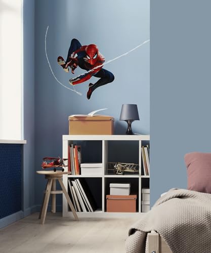 Komar Sticker mural Marvel Spider-Man Night - Dimensions : 50 x 70 cm - Décoration murale pour chambre d'enfant, Bleu, Rouge.
