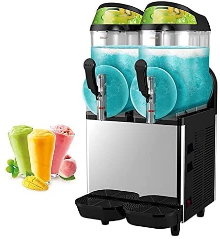 UMJIGF Commercial Slushie Machine 12L X 2 Double Tank Frozen Drink Slushy Machine, 700W Slush Maker for Supermarkets Restaurants Bar,