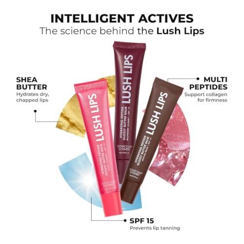 Image of Conscious Chemist Peptide Lip Balm SPF15 Gift Box (Pack of 3) - Mocha Muse, Raspberry Gummy & Pinky Promise | 24 Hr Hydration & Moisturizing Lip Balm for Dark & Pigmented Lips | Sun Protection | 15g