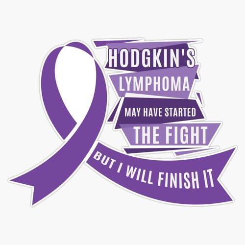 Meaningful Hodgkin's Lymphoma Awareness Gift Started The Fight But I Will Finish It Violet Ribbon Gifts Survivor Sticker Vinyl Decal Car Laptop Wall Window Bumper Sticker 5"