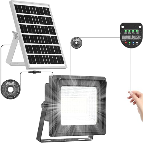 Solar Flood Lights Outdoor, Dusk to Dawn Solar Powered Security Lights