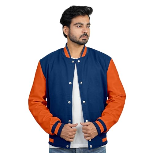 Image of Men's Fashion Varsity Jacket Causal Slim Fit Wool Letterman Baseball Bomber Jackets