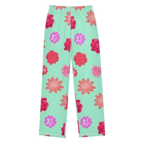 J JOYSAY Floral Blossom Garden Aqua Pajamas Pants Soft Long Pajama Bottoms Lounge Sleep Pants Size S-XL