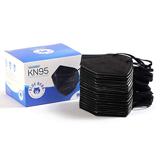 BLUE BEAR PROTECTION Disposable KN95 Face Masks, Black (20 Pack), Adult Disposable Face Mask, KN95 Masks Disposable, 4 PLY Mask KN95, Face Mask for Adults, Disposable Masks, Face Masks Disposable