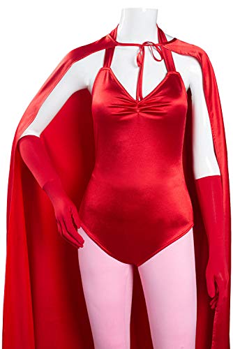 Scarlet Witch Cosplay Costume Outfit Wanda Maximoff Halloween Cape Mask Full Set (Medium, Red) #TOP4