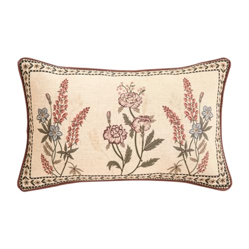 ISAENNE Designer Vintage Linen Throw Pillow Cover,20"x12"-Helena C