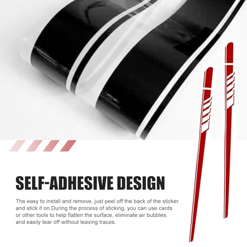 Image of 2PCS Car Side Body Decals, 4.52 inch x 88.58 inch Car Side Skirt Long Stripes Decals, Waterproof Personalized Stripe Stickers, Auto Stickers Accessories, Creative Door Decoration Stripe (Red)