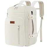 YOKGO Mochila Viaje Cabina Avion 45x36x20 para Easyjet | Equipaje de Mano 30L Bolso de Viaje Mujer Hombre,Portátil 15.6" Pulgadas de Escuela Trabajo Blanco