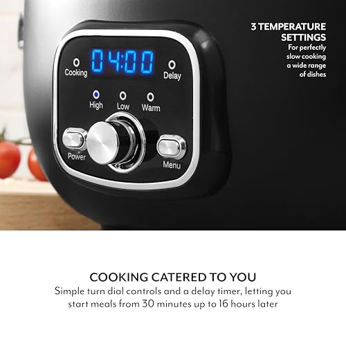 Sur La Table SLT16010BLK Core 3.5 Litre Digital Slow Cooker for Stews and Casseroles, Digital LED Screen, 3 Temperature Functions, Removable Aluminium Pot, Energy Saving, 200W, Black - Image 5