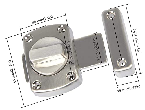 Image of MHS Baby Latch Regulator Type Turn Bolt Lock Rotate Zinc Alloy Superbolt Latch for Bathroom, Glass & Wooden Doors Silver, Black, Antique Finish - with Screws (A. Silver, Pack of 2)
