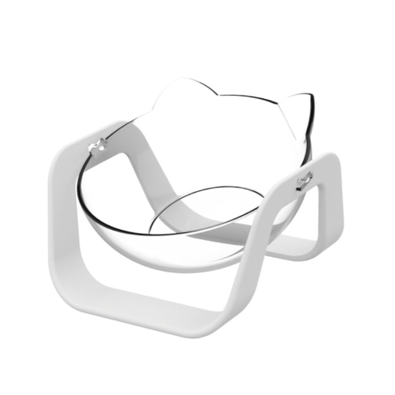 Cat Food Bowl 15 Degree Tilt Plastic Anti Slip for Cats White
