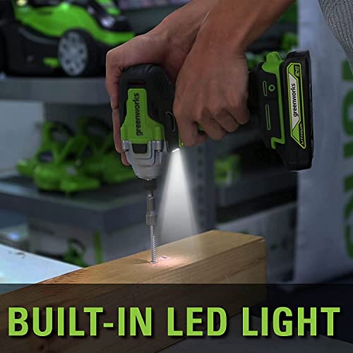 Greenworks GD24ID3 Atornillador de Impacto Inalámbrico con Motor sin Escobillas, 2800 rpm, 4000 ipm, 300 Nm Torque ¼" Mandril Hexagonal SIN Batería de 24V y Cargador, Garantía de 3 Años