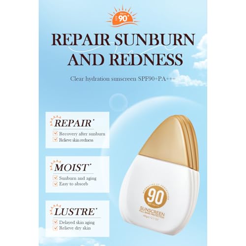 renvena 60g Lightweight Sunscreen for Women Girls UV Protection Face Cream Non Greasy Sunblock Moisturizing Daily Wear Smooth Skin Gold One Size