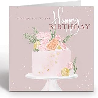 Birthday Cards for Women. Happy Birthday Card for Her with cake. Friend Birthday Card Female - Recyclable. Made in the UK by Ruby Ashley. Eco Friendly Birthday Card for Women