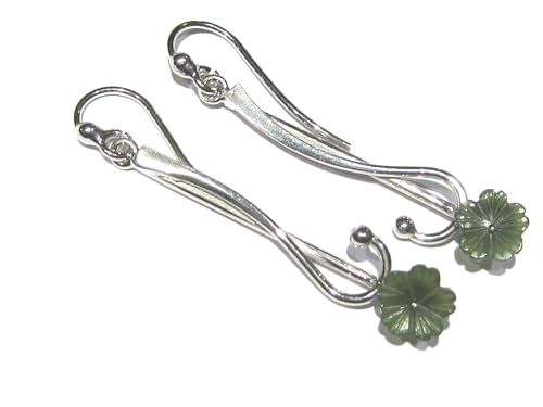 Boucles d'oreilles jade fleur argent 925 vert pour un look bohème