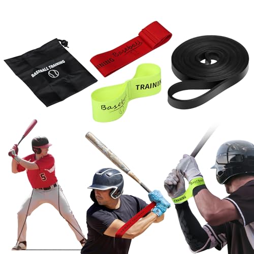 OTW Softball Basball Swing Trainer, Hitting Equipment for Training and Batting, Baseball Bands Swing Trainer Aid, Black Body Band