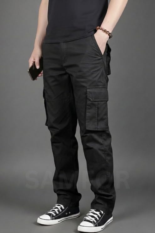 Image of Samfor Cargo Pant for Men - Cotton Cargo for man, Multi-Pocket Design for Outdoor, Work Wear & Casual Trouser