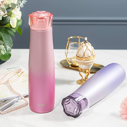 Image of Zak Designs 20 oz Jewel Vacuum Insulated 18 /8 Stainless Steel Water Bottle with Leak-Proof Lid, Keeps Cold and Fits In Car Cup Holders for Travel (20 oz, Amethyst)