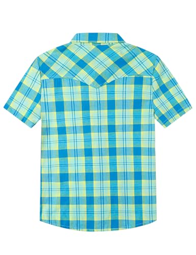Image of COSLAND Boy's Toddler Cotton Western Short Sleeve Button Down Plaid Shirt, 4-14 Years