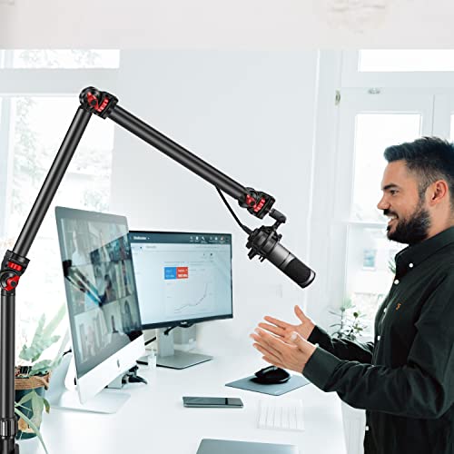 Dimotliyor ZXY-0020101 Overhead Camera Mount Desk Stand, 3-Section Flexible Detachable Articulating Arm With 1/4 Inch 3/8 Inch 5/8 Inch Screw&360° Ball Head, C-Clamp Tabletop Mount thumb #6