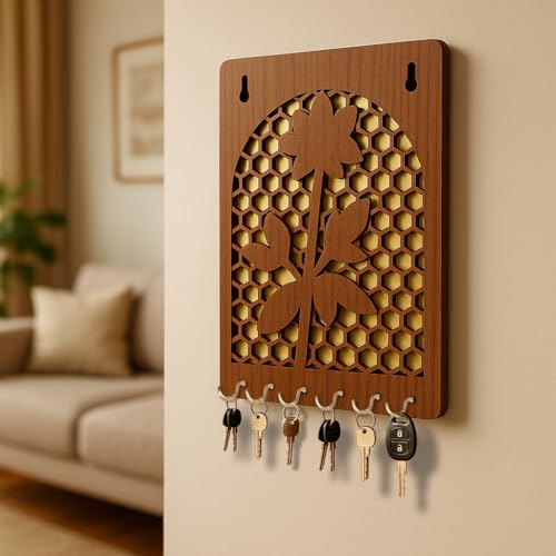Image of Key Hanger for Wall (Golden Honeycomb)