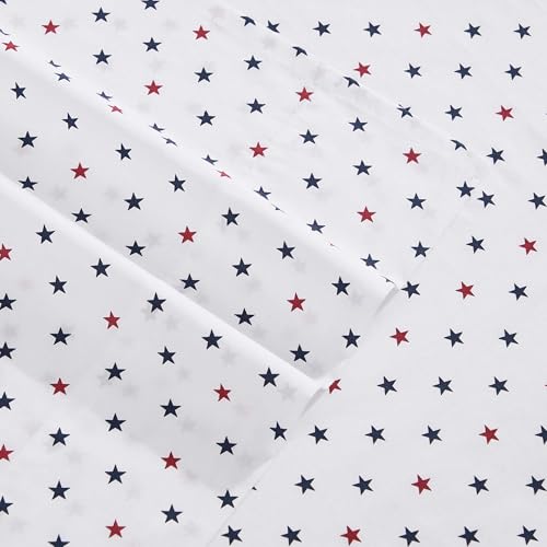 Image of Tommy Hilfiger - Full Size Sheet Set, Crisp & Tailored Cooling Sheets with a Smooth Cotton Percale Lightweight Feel - Bed Sheets with Matching Pillowcases & Fitted Sheet (Daystar)