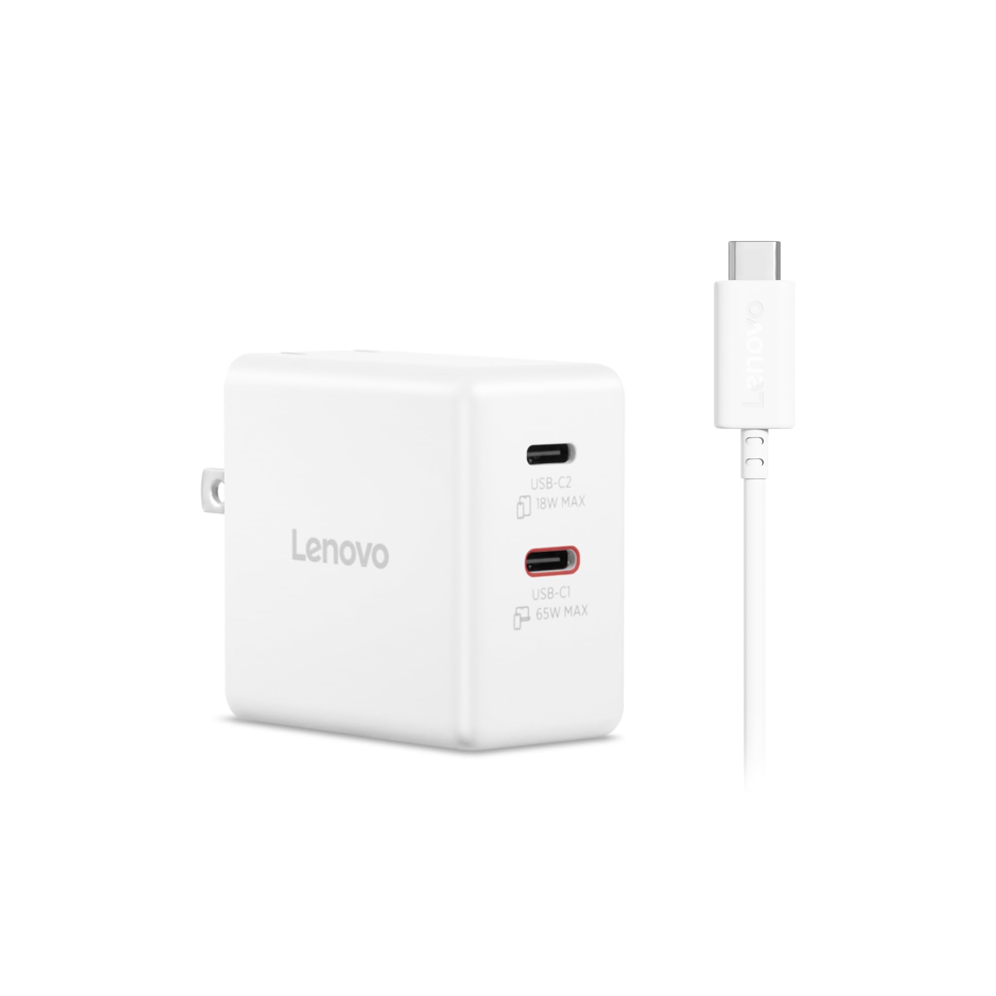 LENOVO DUAL USB-C 65W GAN POWER ADAPTER - WHITE