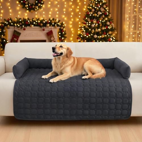 OKYUK Premium Hundebett - Sofaschutz für Haustiere, handgefertigtes und waschbares Hundekissen, Flauschige Hundematte für alle Größen (Kord Kunkelgrau, 75 x 75CM)